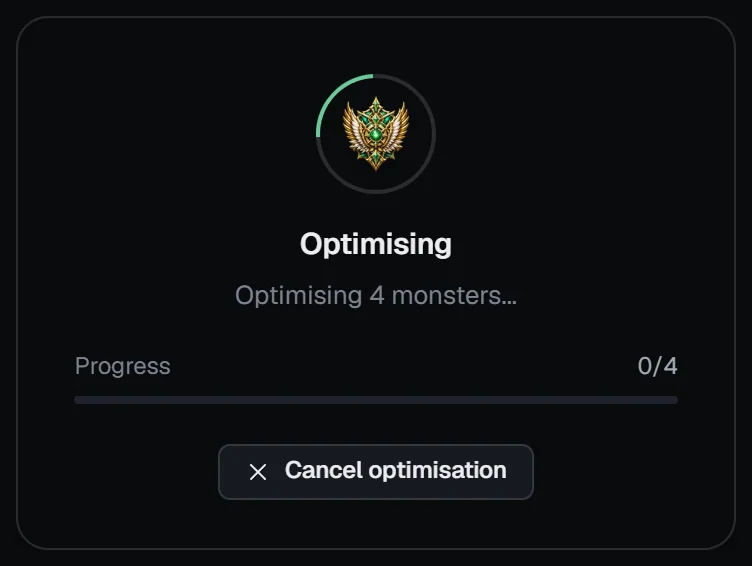 Optimising overlay with the status, elapsed time, Progress n/N and Cancel optimisation
