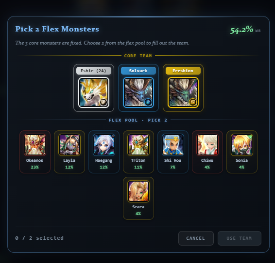 Team Builders (RTA Wizard — Step 2: Flex Picker dialog)