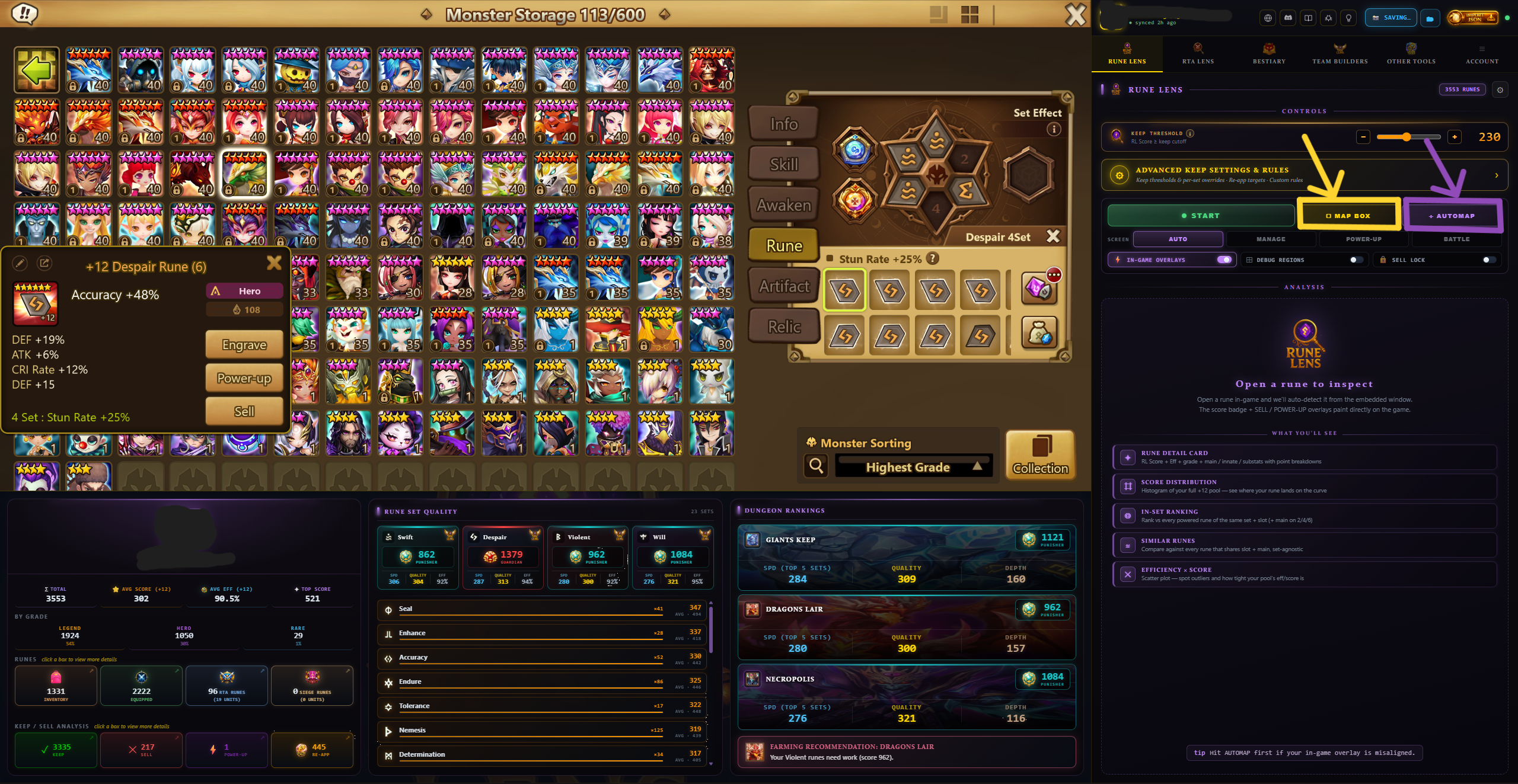 Rune Lens (Align the scanner with AUTOMAP and MAP BOX)