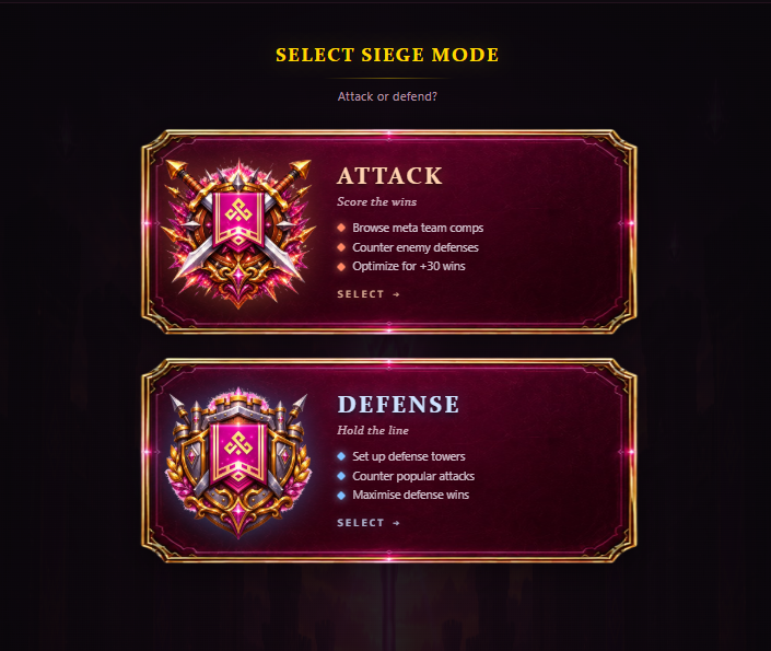 Team Builders (Siege Wizard — Step 2: Mode selection)